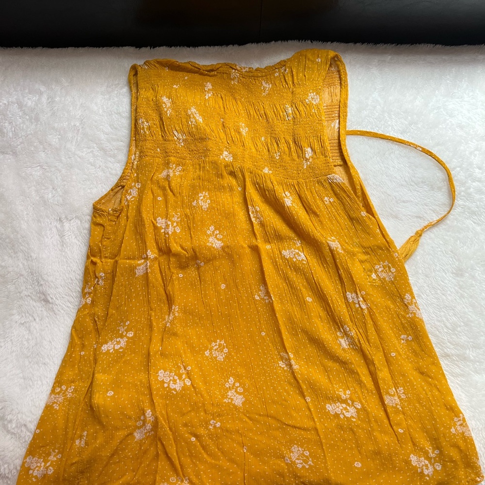 Rewind Gold Smocked Tie Front Tank Top